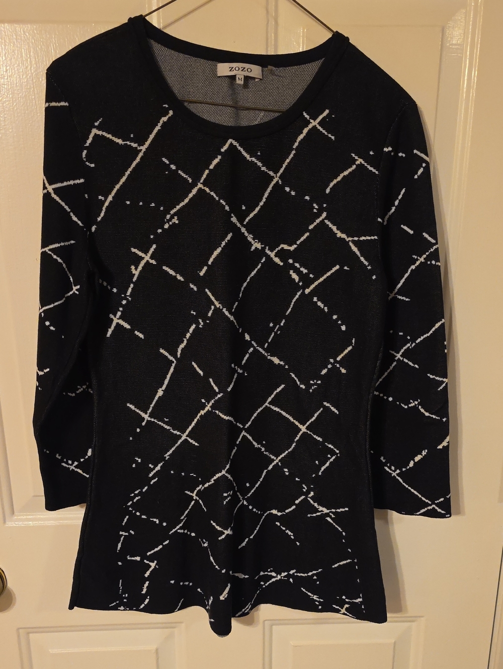 Zozo Black Long-Sleeve Printed Crew Neck Top